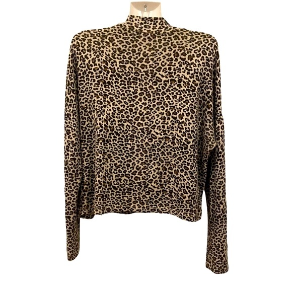 DYNAMITE Mock Neck Long Sleeves Leopard Print Tunic Soft Cozy Trending - Picture 4 of 10